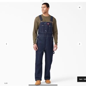NWT Dickies Men's Indigo Blue Denim Overalls, 36 x 34